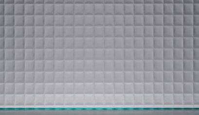 Mur en relief avec revêtement mural à effet matelassé gris, design moderne et minimaliste