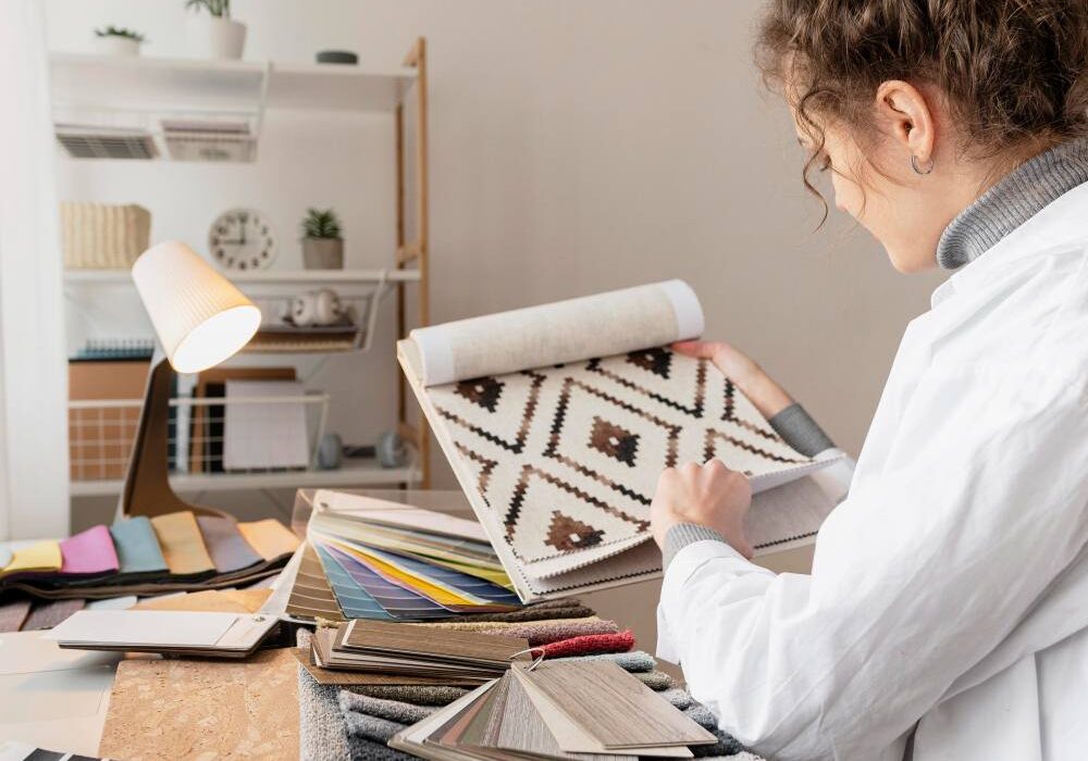 Femme tenant des modèles