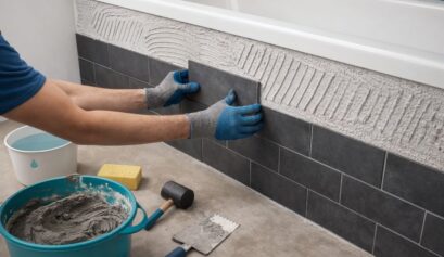 Pose de carrelage dans la salle de bain